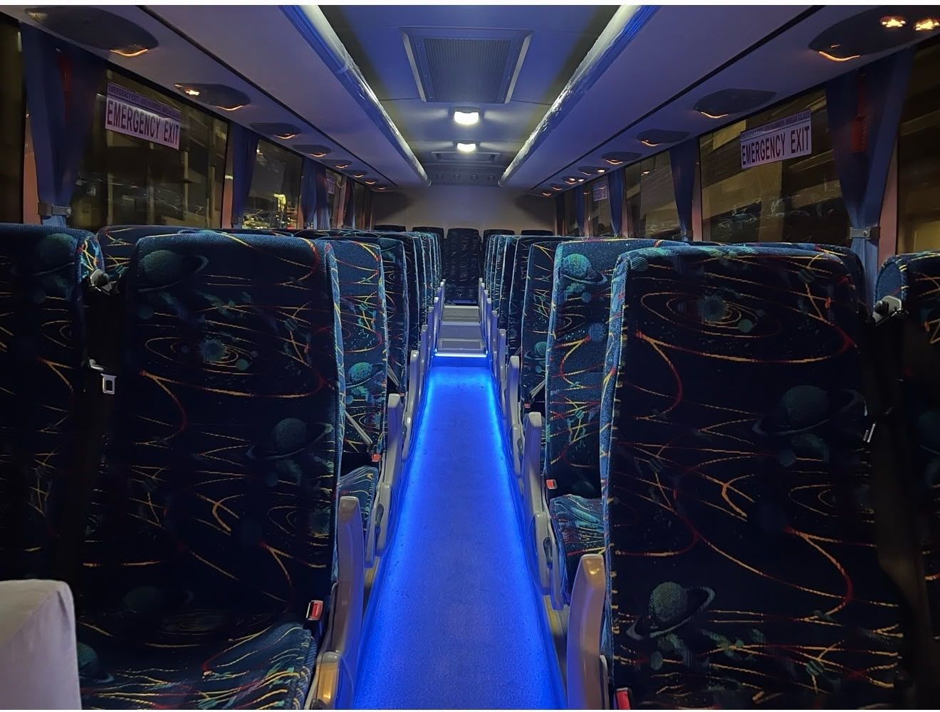 Interior of the Ankai 42-seater coach with forward-facing seats